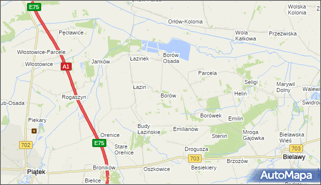 mapa Borów gmina Bielawy, Borów gmina Bielawy na mapie Targeo