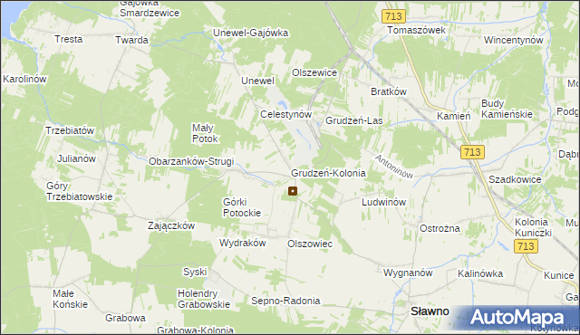 mapa Grudzeń-Kolonia, Grudzeń-Kolonia na mapie Targeo