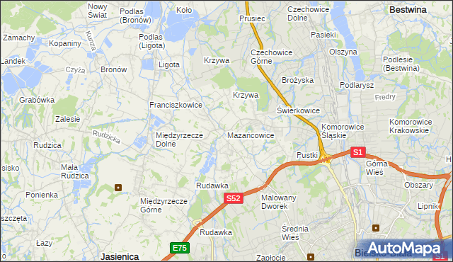 mapa Mazańcowice, Mazańcowice na mapie Targeo