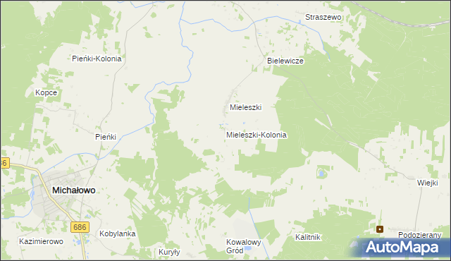 mapa Mieleszki-Kolonia, Mieleszki-Kolonia na mapie Targeo