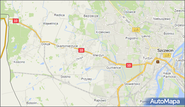 mapa Mierzyn gmina Dobra (Szczecińska), Mierzyn gmina Dobra (Szczecińska) na mapie Targeo