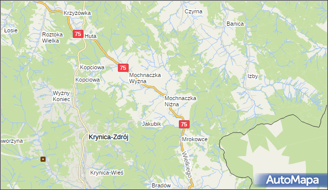 mapa Mochnaczka Niżna, Mochnaczka Niżna na mapie Targeo