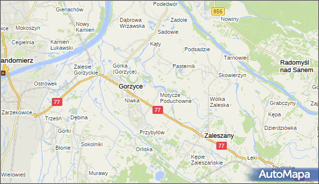 mapa Motycze Poduchowne, Motycze Poduchowne na mapie Targeo