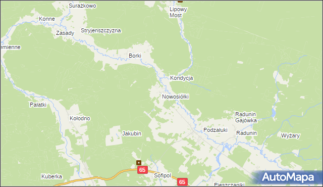 mapa Nowosiółki gmina Gródek, Nowosiółki gmina Gródek na mapie Targeo