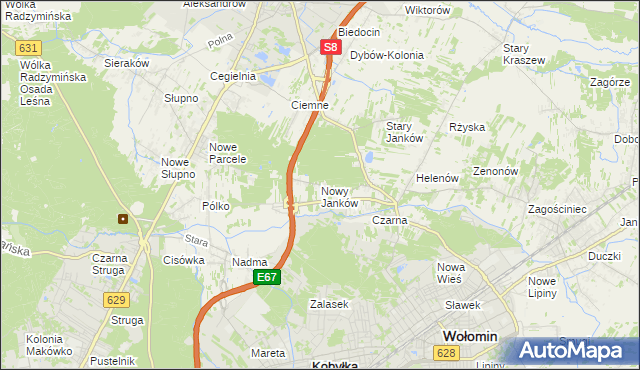 mapa Nowy Janków, Nowy Janków na mapie Targeo