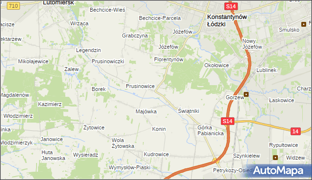 mapa Porszewice, Porszewice na mapie Targeo