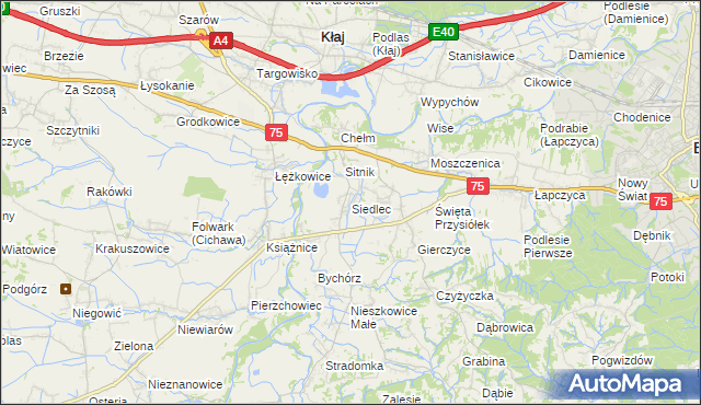 mapa Siedlec gmina Bochnia, Siedlec gmina Bochnia na mapie Targeo