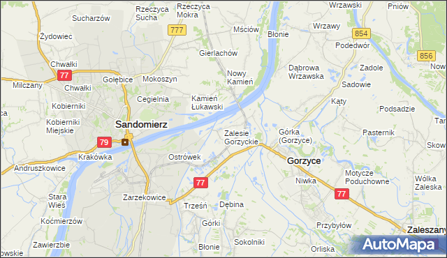 mapa Zalesie Gorzyckie, Zalesie Gorzyckie na mapie Targeo