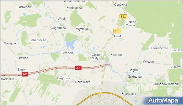 mapa Cicibór Mały, Cicibór Mały na mapie Targeo