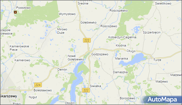 mapa Godziszewo gmina Skarszewy, Godziszewo gmina Skarszewy na mapie Targeo