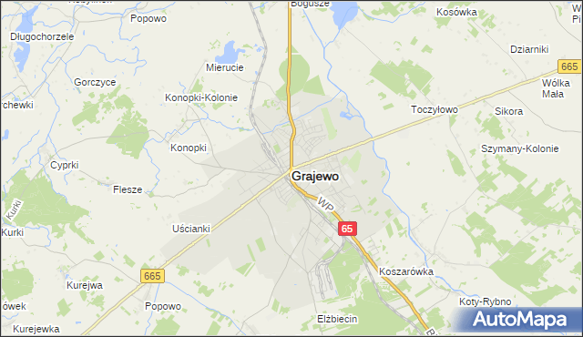 mapa Grajewo, Grajewo na mapie Targeo