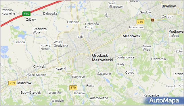 mapa Grodzisk Mazowiecki, Grodzisk Mazowiecki na mapie Targeo