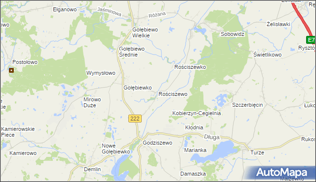 mapa Rościszewo gmina Trąbki Wielkie, Rościszewo gmina Trąbki Wielkie na mapie Targeo