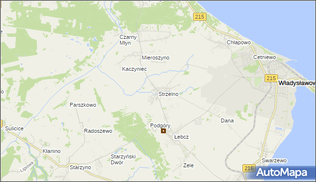 mapa Strzelno gmina Puck, Strzelno gmina Puck na mapie Targeo
