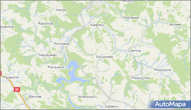 mapa Strzyżowiec gmina Wleń, Strzyżowiec gmina Wleń na mapie Targeo