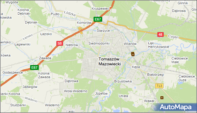mapa Tomaszów Mazowiecki, Tomaszów Mazowiecki na mapie Targeo