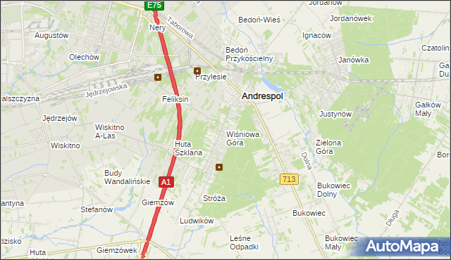 mapa Wiśniowa Góra, Wiśniowa Góra na mapie Targeo