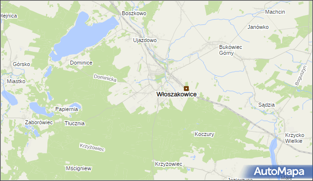 mapa Włoszakowice, Włoszakowice na mapie Targeo