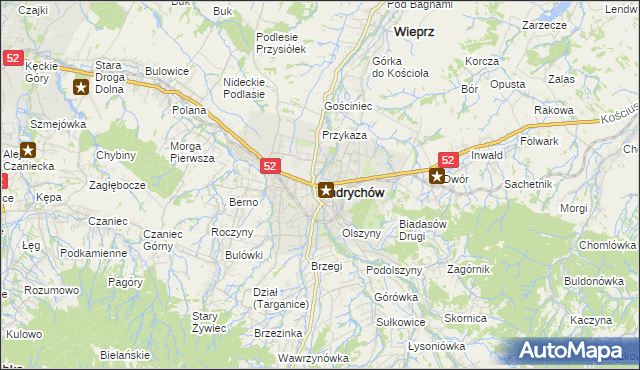 mapa Andrychów, Andrychów na mapie Targeo