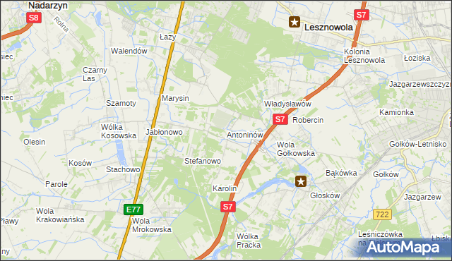 mapa Antoninów gmina Piaseczno, Antoninów gmina Piaseczno na mapie Targeo