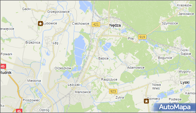 mapa Babice gmina Nędza, Babice gmina Nędza na mapie Targeo