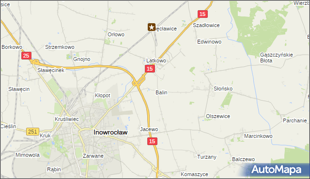 mapa Balin gmina Inowrocław, Balin gmina Inowrocław na mapie Targeo