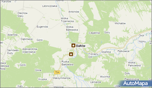 mapa Bałtów powiat ostrowiecki, Bałtów powiat ostrowiecki na mapie Targeo