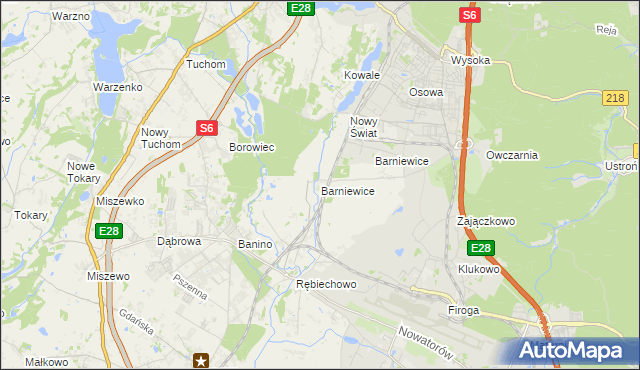 mapa Barniewice, Barniewice na mapie Targeo