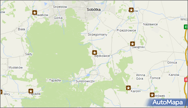 mapa Będkowice gmina Sobótka, Będkowice gmina Sobótka na mapie Targeo