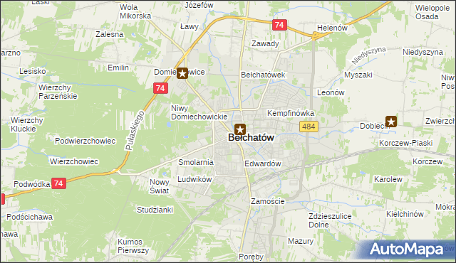 mapa Bełchatów, Bełchatów na mapie Targeo