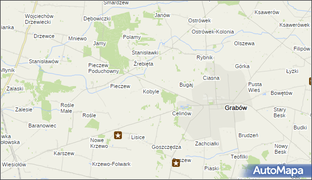 mapa Biała Góra gmina Grabów, Biała Góra gmina Grabów na mapie Targeo