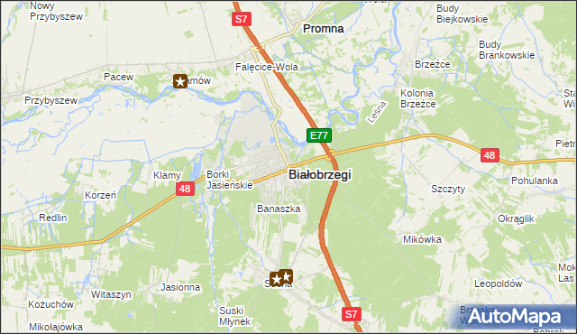 mapa Białobrzegi, Białobrzegi na mapie Targeo