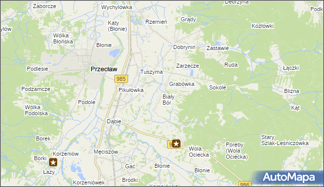 mapa Biały Bór gmina Przecław, Biały Bór gmina Przecław na mapie Targeo