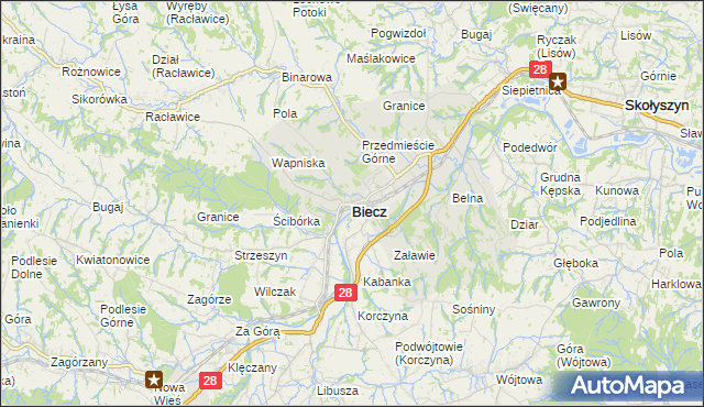 mapa Biecz powiat gorlicki, Biecz powiat gorlicki na mapie Targeo