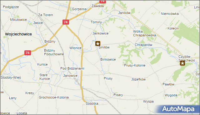 mapa Binkowice, Binkowice na mapie Targeo