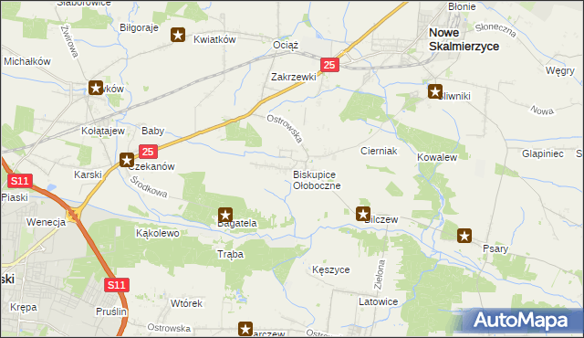 mapa Biskupice Ołoboczne, Biskupice Ołoboczne na mapie Targeo