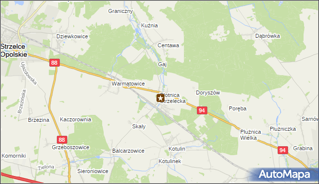 mapa Błotnica Strzelecka, Błotnica Strzelecka na mapie Targeo