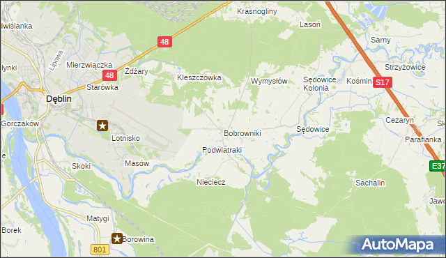 mapa Bobrowniki gmina Ryki, Bobrowniki gmina Ryki na mapie Targeo