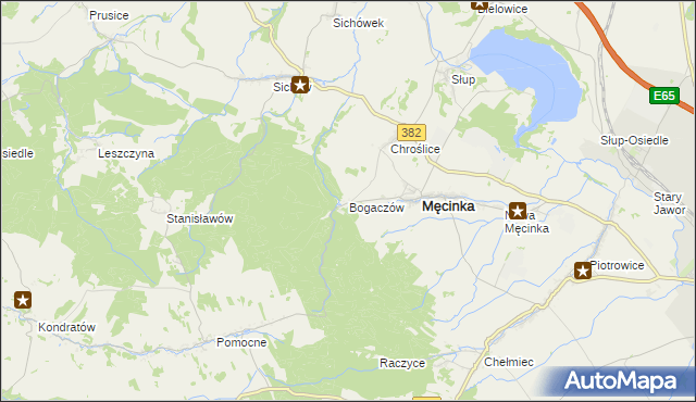 mapa Bogaczów gmina Męcinka, Bogaczów gmina Męcinka na mapie Targeo