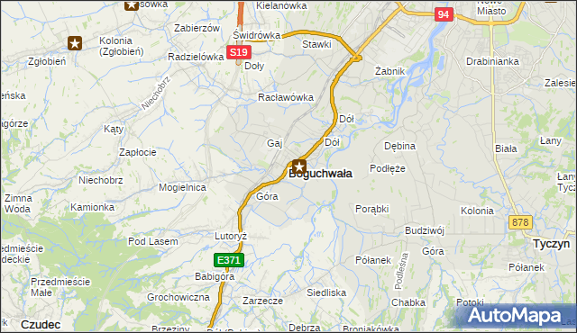 mapa Boguchwała powiat rzeszowski, Boguchwała powiat rzeszowski na mapie Targeo