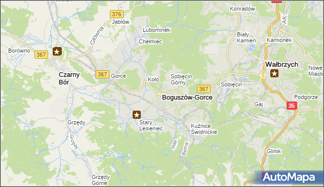 mapa Boguszów-Gorce, Boguszów-Gorce na mapie Targeo