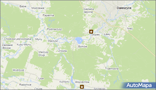 mapa Borków gmina Daleszyce, Borków gmina Daleszyce na mapie Targeo