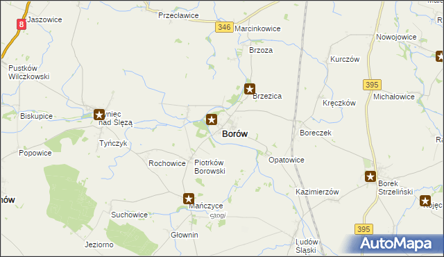 mapa Borów powiat strzeliński, Borów powiat strzeliński na mapie Targeo