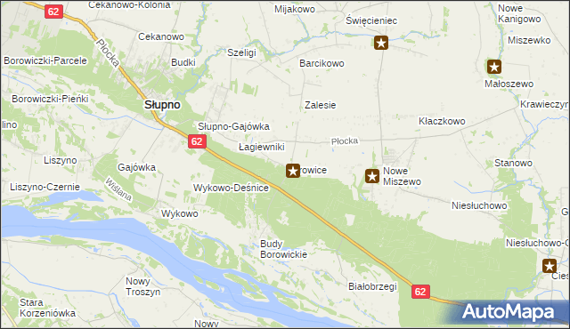 mapa Borowice gmina Bodzanów, Borowice gmina Bodzanów na mapie Targeo