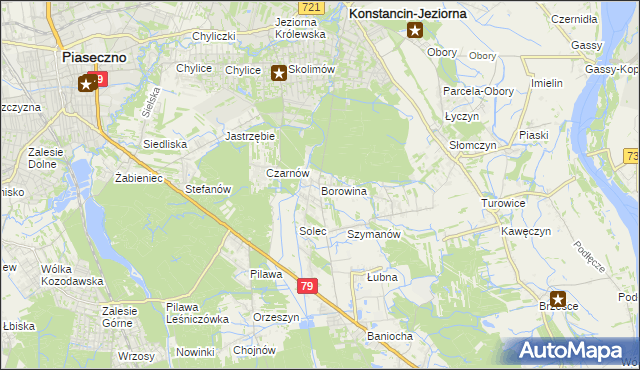 mapa Borowina gmina Konstancin-Jeziorna, Borowina gmina Konstancin-Jeziorna na mapie Targeo