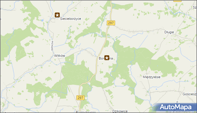 mapa Borowina gmina Szprotawa, Borowina gmina Szprotawa na mapie Targeo