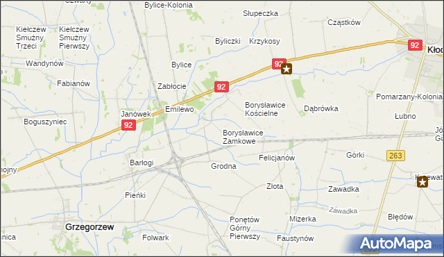 mapa Borysławice Zamkowe, Borysławice Zamkowe na mapie Targeo