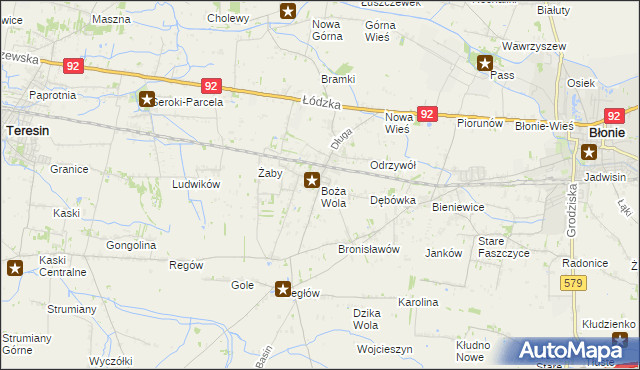 mapa Boża Wola gmina Baranów, Boża Wola gmina Baranów na mapie Targeo