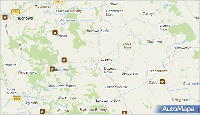 mapa Bożewo gmina Mochowo, Bożewo gmina Mochowo na mapie Targeo
