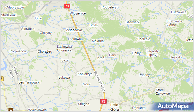 mapa Breń gmina Lisia Góra, Breń gmina Lisia Góra na mapie Targeo